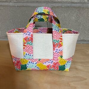 Handmade Floral Canvas Mini Tote Bag